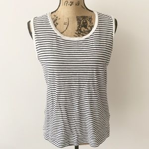 Madewell Striped Sleeveless Navy White Cotton Top